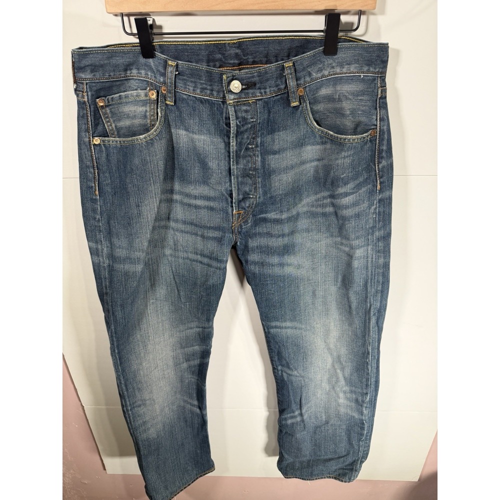 Levis 501 Jeans Mens 36x34 Blue Button Fly Straight Leg Denim Pants